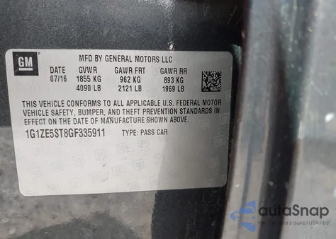 2016 Chevrolet Malibu 1Lt из США, поврежденный, VIN 1G1ZE5ST8GF335911